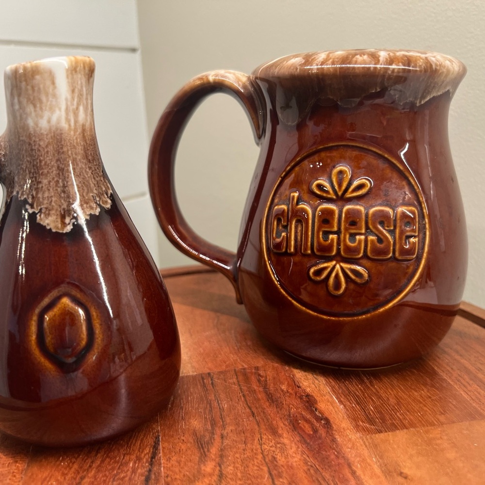 Unique Vintage McCoy Cheese Shaker and Oil Jar
